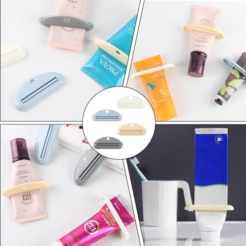 4 Stück Buntes Zahnpasta Ausdrücker,Tubenquetscher,Toothpaste Dispenser,Zahnpastatube Quetschspender Zahnpastaclips,Tubenpresse,Praktische Tubenausdrücker,Für Sparen Sie Zahnpasta, Cremes,Kosmetik