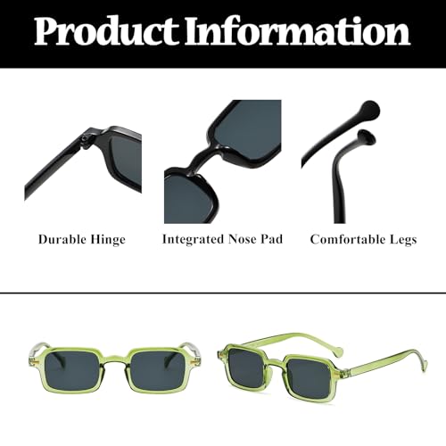 LJCZKA Retro Rectangle Sunglasses for Women Men Trendy Small Square Sunglasses 90s Vintage Sun Glasses4