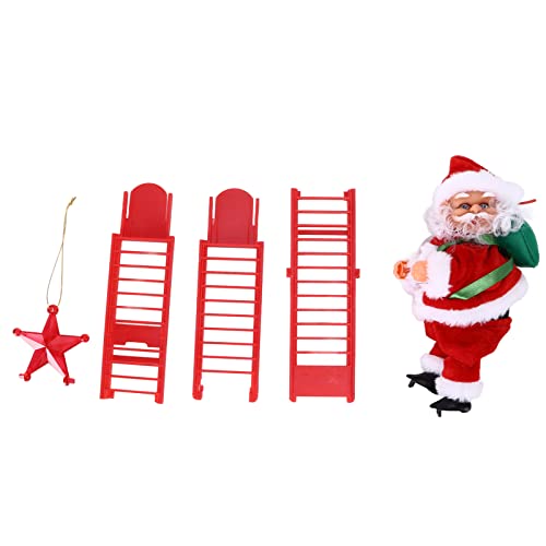 Sunicon Santa Claus Figurines Climber,Funny Electric Claus Climbing Ladder Decoration Doll Toy Christmas Tree Decoration for Home Living Room Door