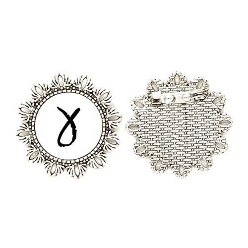 Broche de plata gamma negro alfabeto griego mediano el regalo cultural perfecto
