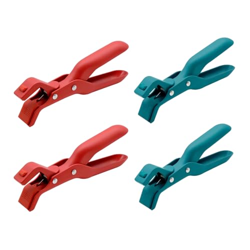 4 Pcs Hot Plate Gripper Anti Scald Bowl Holder Clip Secure Grip Design Durable Kitchen Tool Red and Blue OPP Packaging Set of Four Utensils