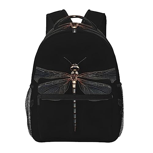 Mochila de libélula negra cómoda y ligera para llevar libros sin dolor