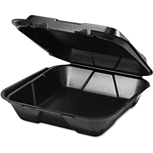 Genpak SN200-3L Black Hinged 9.25 x 9.25 x 3 Foam Container - 200 / CS