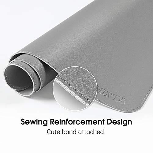 Eminta Dual Sided Office Desk Pad, New Upgrade Sewing Waterproof Pu Leather Large Mouse Mat Desk Blotter Protector, Ultra Thin Desk Writing Mat For Office/Home (Gray/Silver, 31.5" X 15.7") #TOP1