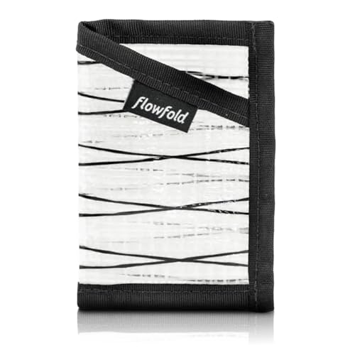 Image of Flowfold Recycled Sailcloth Minimalist Card Holder Wallet | Slim and Durable with Cash pocket and Credit Card Slot | Minimalist Wallet Made in USA Holds 6-8 Cards