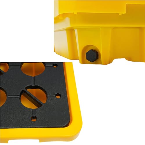 Pinelicorn Modular Spill Containment Platform with Drain, 1 Drum Spill Containment Pallet 2200lbs Load Capacity, Anti Slip Spill Containment Tray Detachable/Stackable, 26.4 x 26.4 x 6in (1) - Thumbnail 6