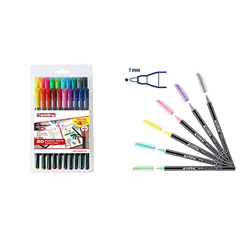 Edding e1200-20S - PACK con 16+4 ROT. 1200 + 1200 – Rotuladores de pastel – Punta redonda 1 mm – Juego de 6