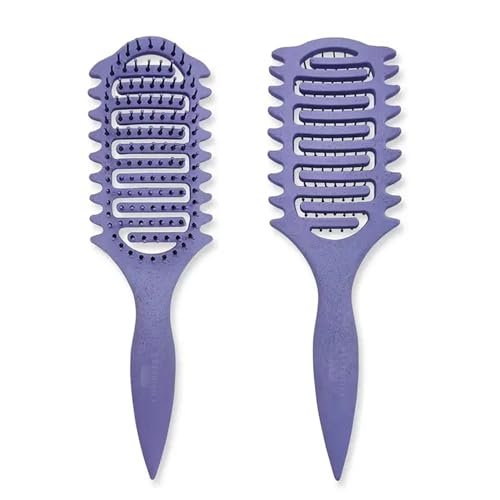 Image of Combelle Curl Defining Brush - 24 cm Vented Detangling & Volumizing Hair Brush for Curly Hair - Vegan Boar Bristles, Ergonomic Handle, Reduces Frizz & Defines Curls (Purple)