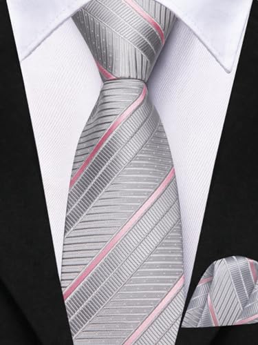 Image of Hi-Tie Boys Tie Pre-Tied Pocket Square Set Adjustable Kids Neckties Age 7-11 Years School UniForm Graduation