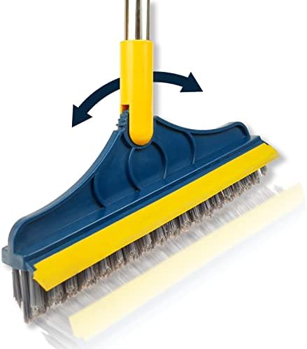 2 in 1 Magic Broom Brush Floor Brush Scrub Brush- Adjustable V-Shaped Cleaning Brush Head 120° Rotating Bathroom Kitchen Floor Crevice Scrub Brush with Long Handle