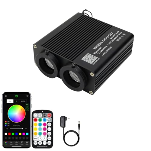 Image of AZIMOM Dual Color 32W Sound Activated Fiber Optic Light Source RGBW Light Box Engine Diver Bluetooth /RF Remote Control Music Sensor Mode for Car Home Star Ceiling Decoration