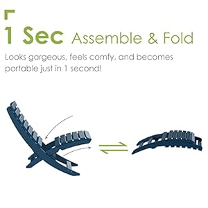 Folding Xavier Chairs Set of 2 HDPE All Weather Portable Outdoor Chair Plastic Adirondack Chair for Beach Poolside Fishing Fire Pit Camping Patio Porch Garden Support 350 lbs Blue