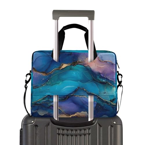 Maletín para portátil con patrón mármol azul, rosa y dorado miniatura 4