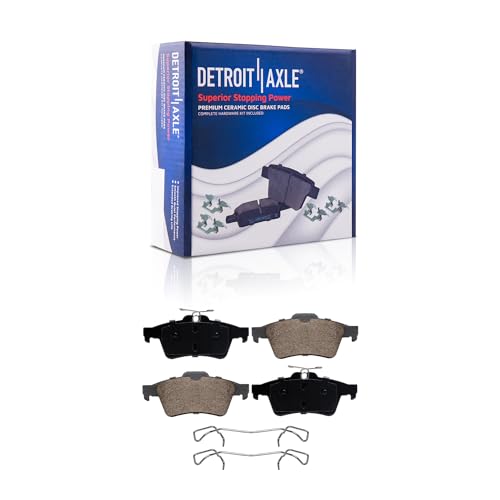 Image of Detroit Axle - Brake Kit for 2013-2016 Ford Escape 2014-2018 Transit Connect, Drilled & Slotted Disc Brakes Rotors Ceramic Brake Pads 2015 2017 Front and Rear Replacement