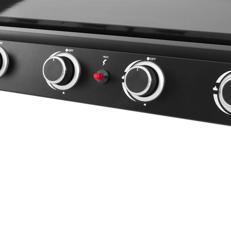 BRASERO BY FAVEX - Plancha gaz Alma 4 feux - Plaque en acier émaillé - 4 brûleurs - Piezo mécanique - Puissance 9,6 kW - Surface de cuisson 77,5 x 33,8 cm - Tiroir graisses - Jusqu'à 12 convives