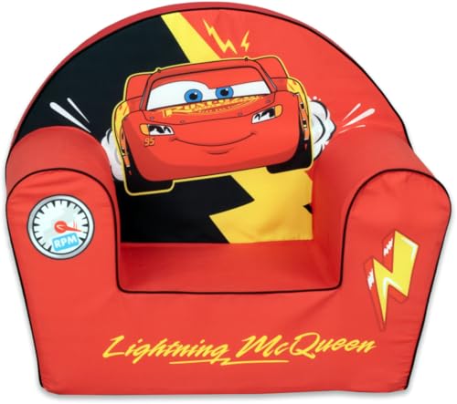 Disney Pixar Cars – Flash McQueen – Fauteuil Enfant en Mousse, Confort Premium, Dossier Stable Anti-pli, Anti-basculement, Léger – Fabriqué en UE