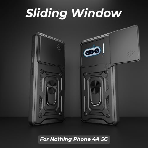 Image of A rtistque Armor Bumper Back Case Cover for Nothing Phone 4a 5G | Ring Holder & Inbuilt Stand | Sliding Camera Cover | Shockproof Protective Design | Nothing Phone 4a Back Cover - Black