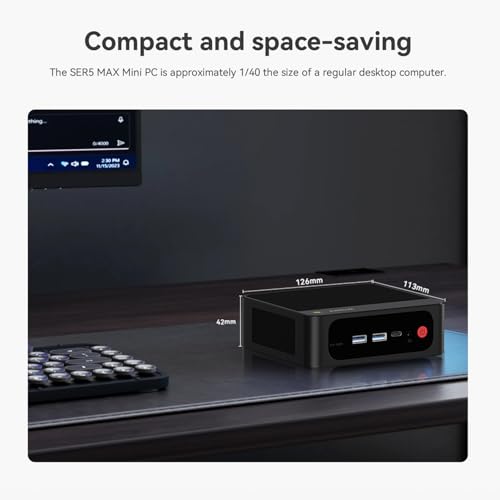 Image of Beelink SER5 MAX Mini PC W11 Pro, AMD Ryzen 7 6800H(8C /16T up to 4.7GHz), 32GB LPDDR5 500GB NVME SSD Graphics 12 core 2200 MHz WiFi 6 /BT5.2 /HDMI+Type-C Triple Display Mini Gaming PC Computer