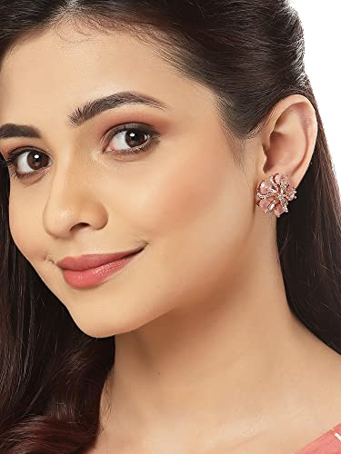 Image of Karatcart Women Green American Diamond Stud Earrings