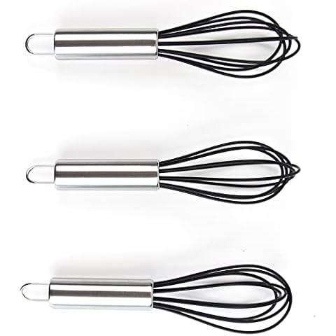 Hair Color Whisk - Set of 3 - Hair Color Mixer - Silicone with Stainless Steel Handle - Salon Hair Wisk - Color Whisk - Hair Whisk Color Mixer - Hair Dye Whisk - Color Wisk Cover