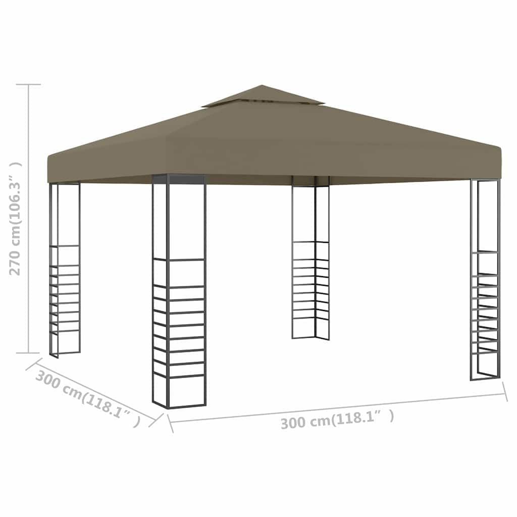 Namiot ogrodowy 3x3 m Taupe 180 g/m² | Stalowa rama, dach 100% poliester, podwójna wentylacja, na wesele, grill kempingowy