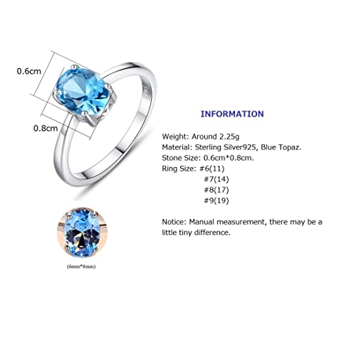 Blue Topaz Oval Cut Engagement Ring in 925 Stering Silver, Natural Gemstone Birthstone Lovely Anniversary, Birthday, Valentine’s Day Present2