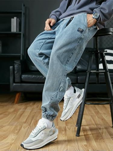 Men's Jogger Jeans Streetwear Black Blue Casual Denim Cargo Pants Stretch Cotton Taper Jeans Baggy Trousers2