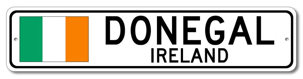 Metal Sign Donegal, Ireland - Irish Flag Street Sign Aluminum Tin Signs Gifts for Home Kitchen Coffee Bar Farm Wall Art Decor, 4X16 Inch