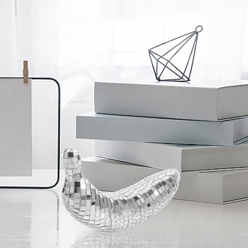 Image of Alipis Mirrored Banana Ornament Disco Party Supply Reflective Vintage Tabletop Decor for Home Office Fruit Display