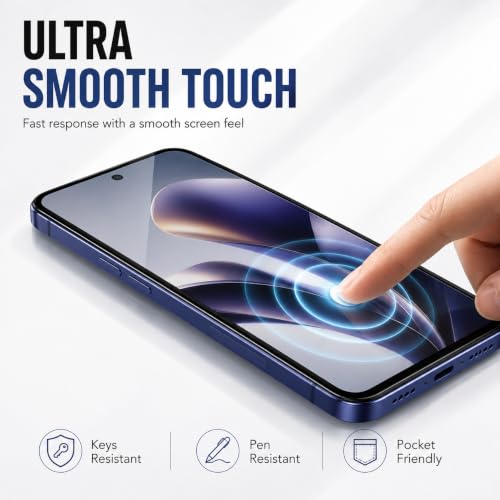 Image of ArmourPro Tempered Glass for Poco M8x - 9H Screen Protector with Black Border, Anti Scratch, Edge-to-Edge Coverage, HD Clarity, Smooth Touch, Case Friendly | Black