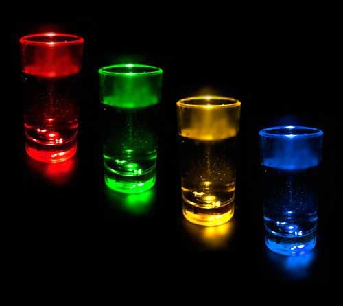 HOTcraze - Flashing coloured 2 Oz LED party shot glasses - Box of 12
