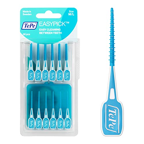 Tepe Dental Floss Picks, Tooth Picks Flossers, Floss Sticks, Easypicks M/L, Blue, 36 Pk #TOP30