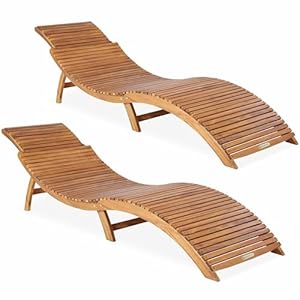Casaria® Sonnenliege Klappbar 2er Set Holz FSC®-Zertifiziert 320kg Belastbarkeit 190x60cm Tragegriff Kofferfunktion Garten Balkon Terrasse Gartenliege Klappliege Akazie