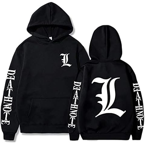 Famesale Death Note Hoodie Anime L Lawliet Yagami Light Cosplay Costume Ryuk Long Sleeve Casual Sportswear Sweatshirts for Men Women Black, M Cover