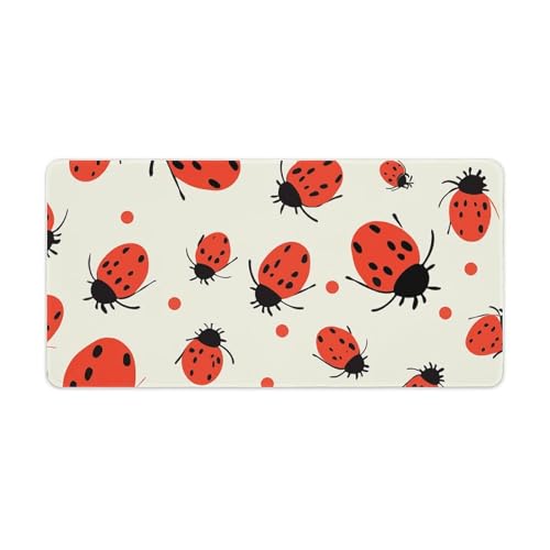 Mouse Pad grande con diseño de mariquitas y base antideslizante