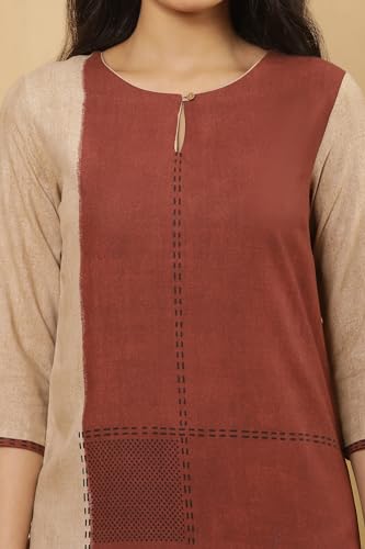 Image of W Women Red Geometric Print Viscose Kurta Set With Parallel Pant