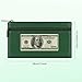 HAUTOCO Money Bag with Zipper 11x6.1 inch Money Pouch with Lined PU Leather Bank Bag Two Pockets Utility Wallet for Cash Check Receipt Coins Cosmetics, Deep Green