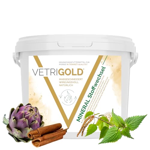 VETRIGOLD Mineral Stoffwechsel - Mineralfutter (Pellet) für stoffwechselbelastete Pferde - 1,5 kg Eimer