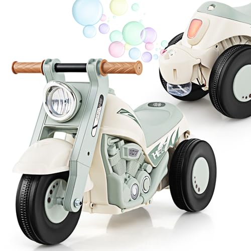 Image of OLAKIDS Ride on Push Car, Foot-to-Floor Sliding Car for Toddlers Kids Motorcycle with Bubble Maker, Music, 3 Wheels Ride on Toys Gift for Boys Girls Aged 3-5 Years (Beige)