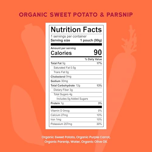 Image of Serenity Kids 6+ Months USDA Organic Veggie Puree Baby Food Pouches | No Sugary Fruits or Added Sugar | Allergen Free | 3.5 Ounce BPA-Free Pouch | Sweet Potato & Parsnip | 1 Count