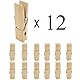 EasyBravo 12Pcs Große hölzerne Wäscheklammern, 7,2 cm lang, 1,8 cm breit, robuste und robuste Wäscheklammern