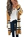 Womens Long Cardigans Yellow Color Block Open Front Long Sleeve Kint Cardigan Sweaters By SUNMMWERY,Yellow,Medium