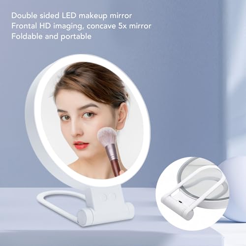 Espejo Maquillaje Fockety 5X Iluminado Plegable USB miniatura 4
