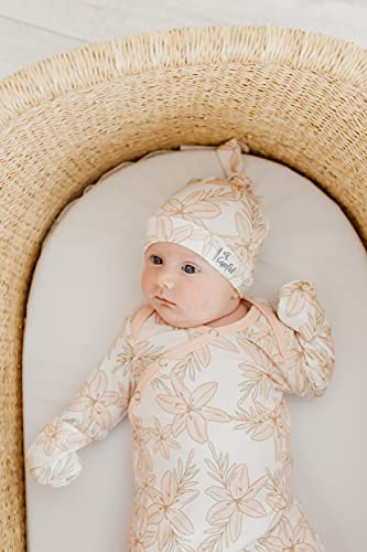 Image of Copper Pearl Baby Beanie Hat Top Knot Stretchy Soft Kiana