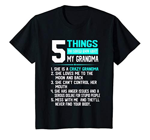 Shiyiqi1q Funny Gift – Camiseta de 5 Things You Should Know About My Grandma T for Boys Multicolor M