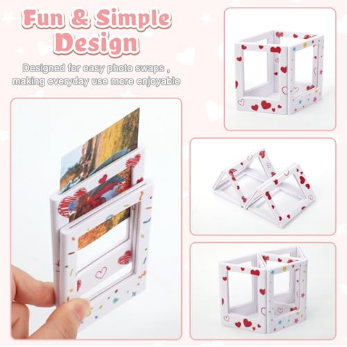 Mototo 16 Pack Magnetic Picture Frame for Fujifilm Instax 2.5x3.5in Fridge Magnets Photo Frames Mini Table Photo Frame Holder for Fridge School Office Wallet Size Picture Frames — view 4