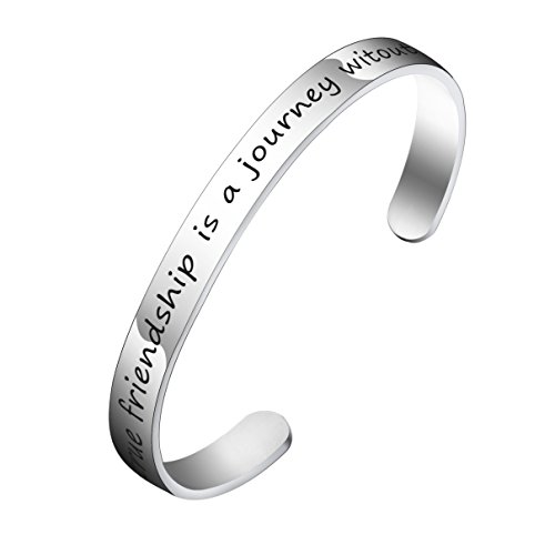 BESPMOSP A True Friendship Is A Journey Without An End Cuff Bangle Bracelet Best Friend Gift