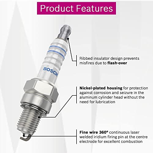 Image of Bosch Spark Plug Set of 3 0242135808 - Type YR7DC |Compatible for Maruti Suzuki Alto - Non K10