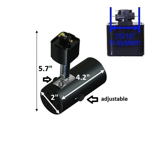 King Sha 2 Pack Universal Line Voltage Track Lighting Heads Compatible H Type 3-Wire Single Circuit Track Systems,E26 Base,Black,Etl Listed #TOP6