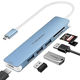 USB C Hub Multiport Adapter, 7 in 1 Portable Dongle with 4K HDMI Output, 3 USB 3.0 Ports, SD/TF Card